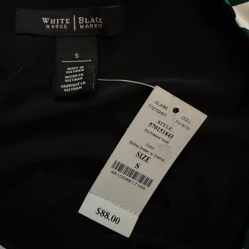 NWT White House Black Market Geometric Shift Dress Bottle Green Black Size S - Picture 3 of 4